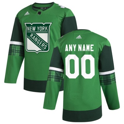 New York Rangers Men's Adidas 2020 St. Patrick's Day Custom Stitched NHL Jersey Green